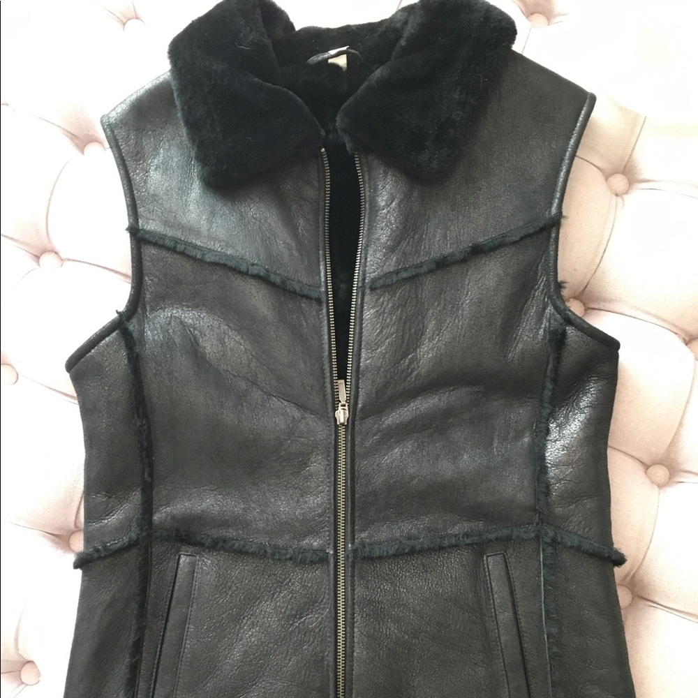 NWOT leather shearling vest sz S / M